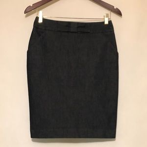 Stretch denim petite pencil skirt